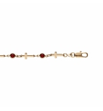 BRACELET PLAQUÉ OR CROIX ET OXYDES ROUGE 16+3CM