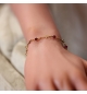 BRACELET PLAQUÉ OR CROIX ET OXYDES ROUGE 16+3CM