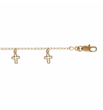 BRACELET PLAQUÉ OR PAMPILLES CROIX 16+3CM