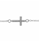 BRACELET ARGENT RHODIÉ MOTIF CROIX COUCHEE OXYDES BLANCS MICRO SERTIS 16+2CM 