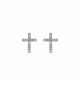 BOUCLES D'OREILLES TIGE ARGENT RHODIÉ CROIX OXYDES BLANCS SERTIS