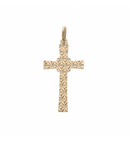 PENDENTIF ARGENT ET DORURE JAUNE CROIX DIAMANTÉ ETOILE