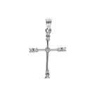 PENDENTIF ARGENT RHODIÉ CROIX 20X15MM AVEC OXYDES BLANCS SERTIS