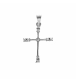PENDENTIF ARGENT RHODIÉ CROIX 20X15MM AVEC OXYDES BLANCS SERTIS
