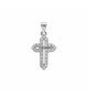 PENDENTIF ARGENT RHODIÉ CROIX 15X10MM OXYDES BLANCS SERTIS