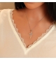 COLLIER ARGENT RHODIÉ PENDENTIF CROIX OXYDES VIOLET 40+4CM 