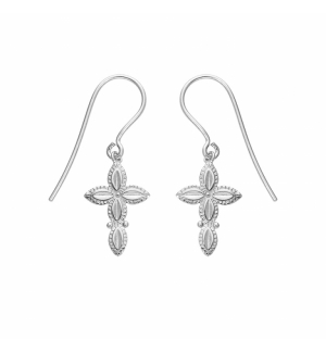 BOUCLES D'OREILLES ARGENT PLATINÉ DORMEUSE 15X 10MM