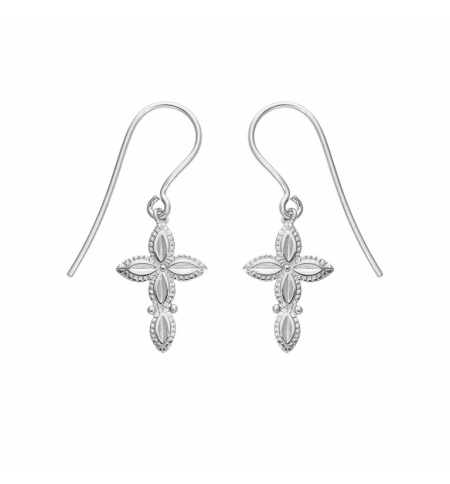 BOUCLES D'OREILLES ARGENT PLATINÉ DORMEUSE 15X 10MM