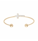 BRACELET ACIER JONC AVEC CROIX GLITTER BLANC
