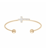 BRACELET ACIER JONC AVEC CROIX GLITTER BLANC