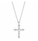 COLLIER ACIER CROIX RÉSINE BLANCHE ET PIERRES BLANCHES SYNTHETIQUE 45+5CM