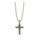 COLLIER ACIER ET PVD DORÉ CHAINE JASERON AVEC PENDENTIF GROSSE CROIX 38X25MM 55+
