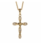 COLLIER PLAQUÉ OR PENDENTIF CROIX DIM 25 X 16 MM PT PIERRES BLANCHES 45CM