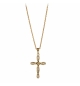 COLLIER PLAQUÉ OR PENDENTIF CROIX DIM 25 X 16 MM PT PIERRES BLANCHES 45CM