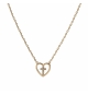 COLLIER PLAQUÉ OR COEUR AVEC CROIX OXYDES BLANCS SERTIS 38+4CM 