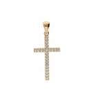 PENDENTIF PLAQUÉ OR CROIX AVEC OXYDES BLANCS 25 X 14MM