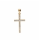 PENDENTIF PLAQUÉ OR CROIX AVEC OXYDES BLANCS 25 X 14MM