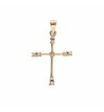 PENDENTIF PLAQUÉ OR CROIX 20X15MM AVEC OXYDES BLANCS SERTIS