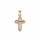 PENDENTIF PLQUÉ OR CROIX 15X10MM OXYDES BLANCS SERTIS