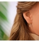 BOUCLES D'OREILLES CRÉOLES PLAQUÉ OR ARTICULÉE PAMPILLE CROIX OXYDES BLANCS SERT