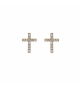 BOUCLES D'OREILLES TIGE PLAQUÉ OR CROIX OXYDES BLANCS SERTIS 