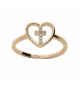 BAGUE PLAQUE OR COEUR AVEC CROIX OXYDES BLANC SERTIS 