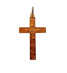 Pendentif Croix Roses - émaillé rose - laiton plaqué or - 30mm