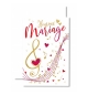 Carte Heureux Mariage Note de musique dorée et cœurs rouges