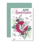 Carnet Joyeux Anniversaire Oiseau, libellules sur fond violet
