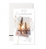 Carnet sincères condoléances Feuillage beige et roses pâle