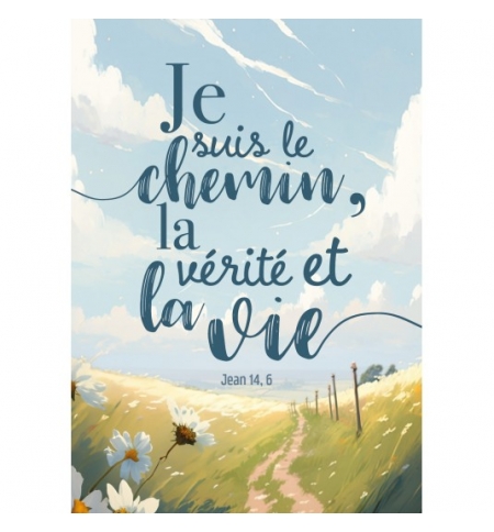 Carte avec verset Paysage dessiné
