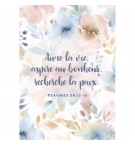 Carte avec verset Motifs floraux pastels "Aime la vie..."