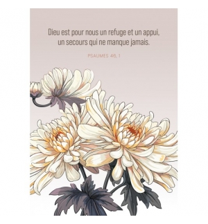 Carte avec verset Fleurs blanches dessinées