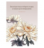 Carte avec verset Fleurs blanches dessinées