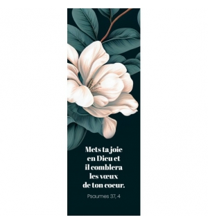 Signet Fleur blanche sur fond bleu