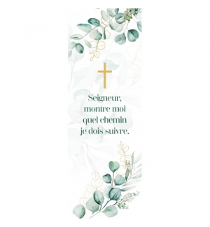 Signet Croix et branches vertes et dorées