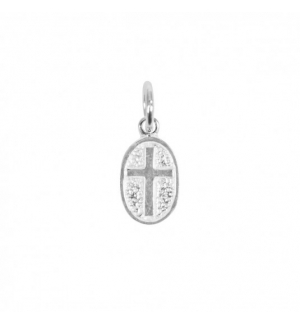Pendentif croix ovale en argent