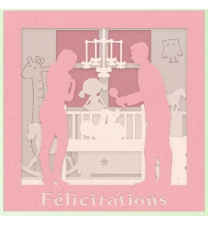 Carte CHAMBRE BEBE FILLE 3D