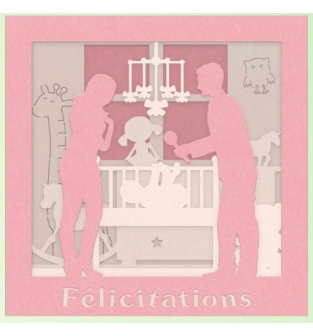 Carte CHAMBRE BEBE FILLE 3D