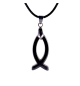 Ichtus pendentif sur lacet - hematite