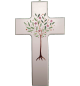 Croix en bois 9 x 15cm/blanche - Arbre de Vie