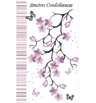 Carte double Sincères Condoléances FLEURS PAPILLONS