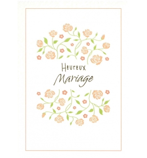 Carte double - Heureux Mariage -Roses-
