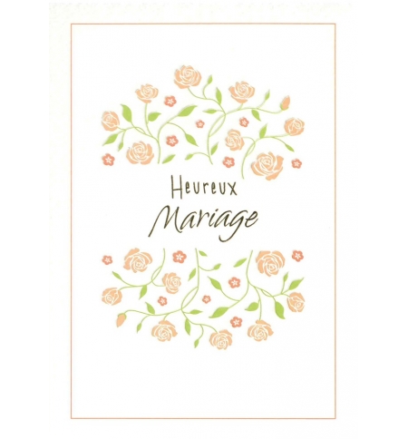 Carte double - Heureux Mariage -Roses-