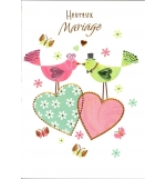 Carte double Heureux Mariage - Poules -