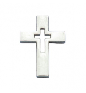 Pins Croix évidée argentée 1.5x2 cm