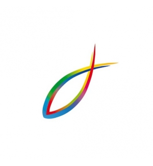 Autocollant Ichtus arc en ciel transparent