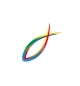 Autocollant Ichtus arc en ciel transparent