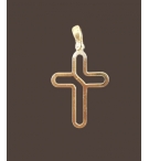 Pendentif Croix stylisé - Argent 925%, plaqué or.