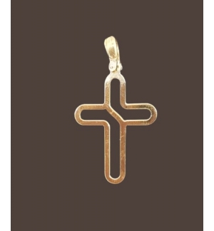 Pendentif Croix stylisé - Argent 925%, plaqué or.